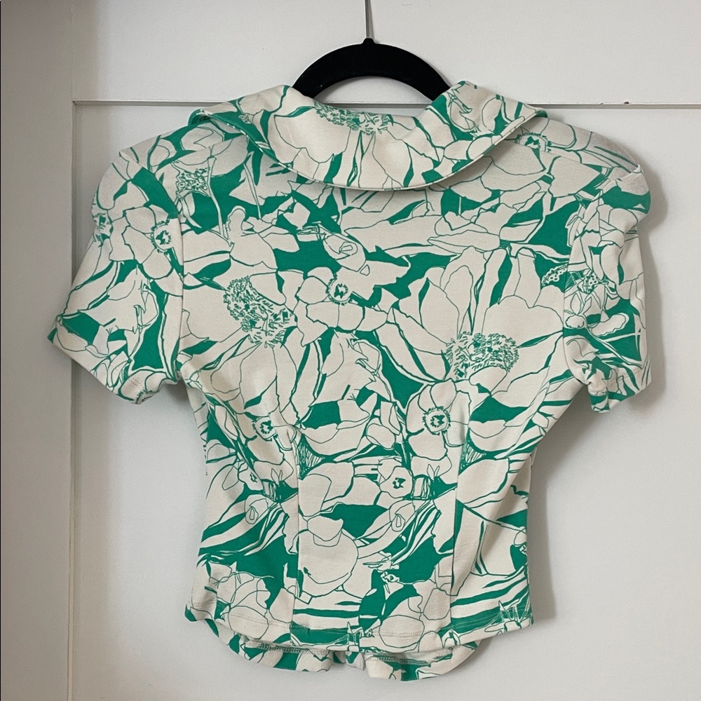 Maeve Green and White Floral Button Down Shirt - Picture 4 of 4